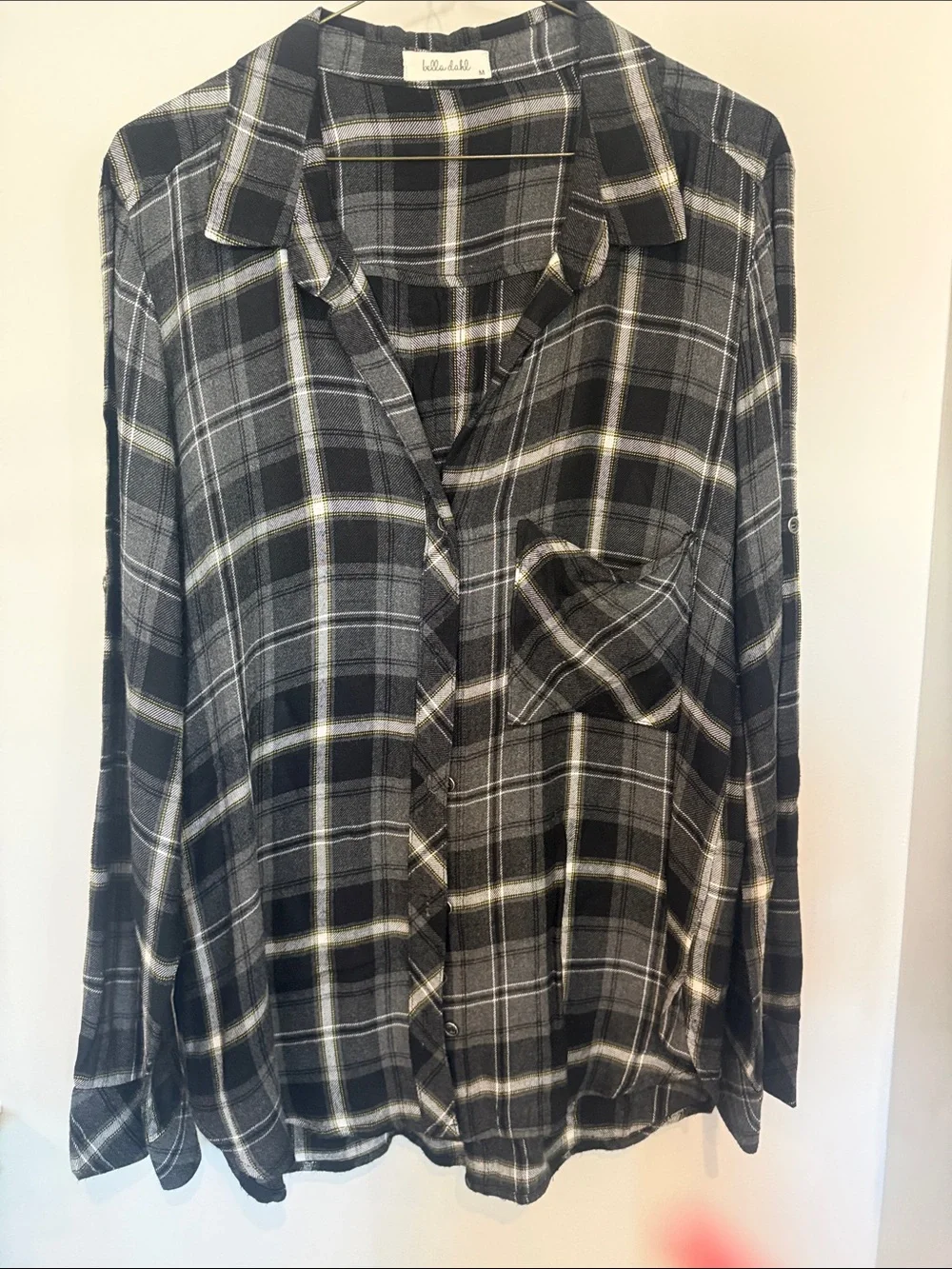 Lilla P Black & Gray Plaid Button-Down Shirt